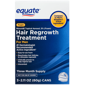 Equate Minoxidil Topical Aerosol Foam 5% Hair Regrowth Treatment for Men